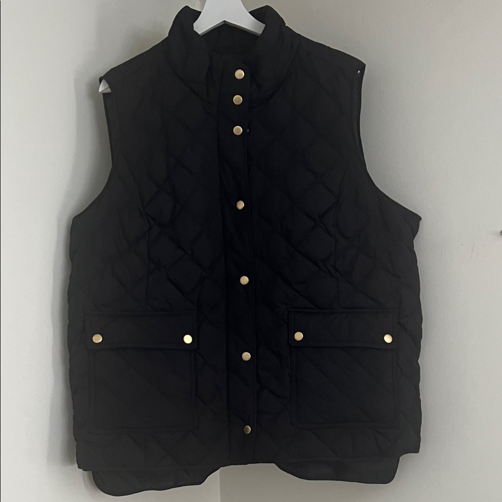 Talbots Black Vest with Gold Accents